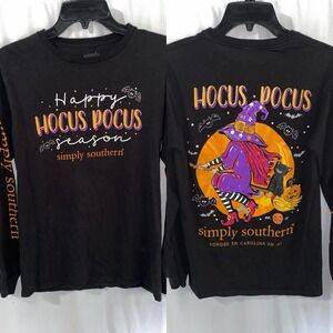 Simply Southern Hocus Pocus Halloween Shirt Women Small Black Witch Long Sleeve